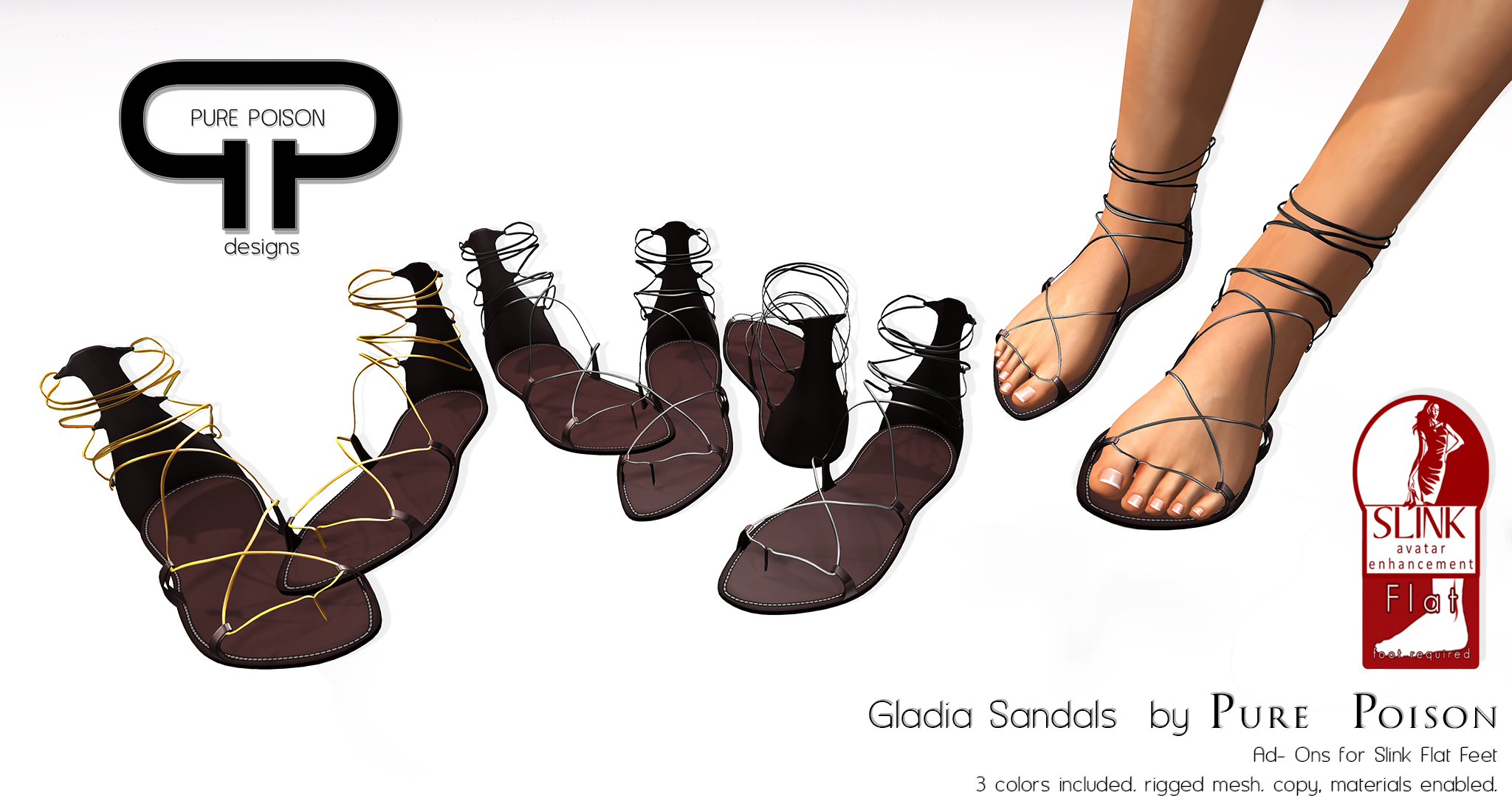 Pure Poison – Gladia Sandals – Ad – Ons for Slink Flat Feet – Feet NOT Included